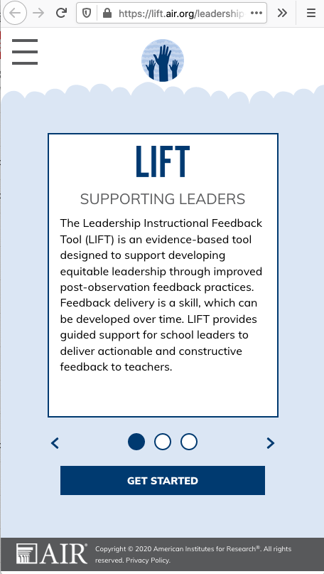 Screenshot from LIFT (Leadership Instructional Feedback Tool)
