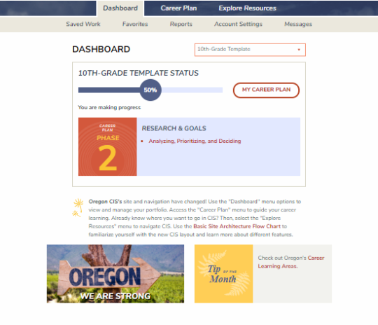 Example screenshot of the revised dashboard. 