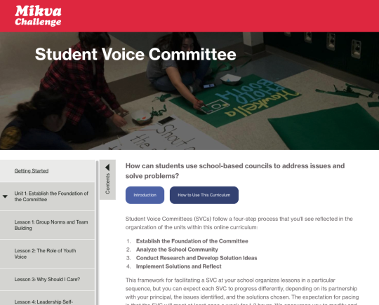 screenshot of a resource in the Mikva Challenge curriculum platform