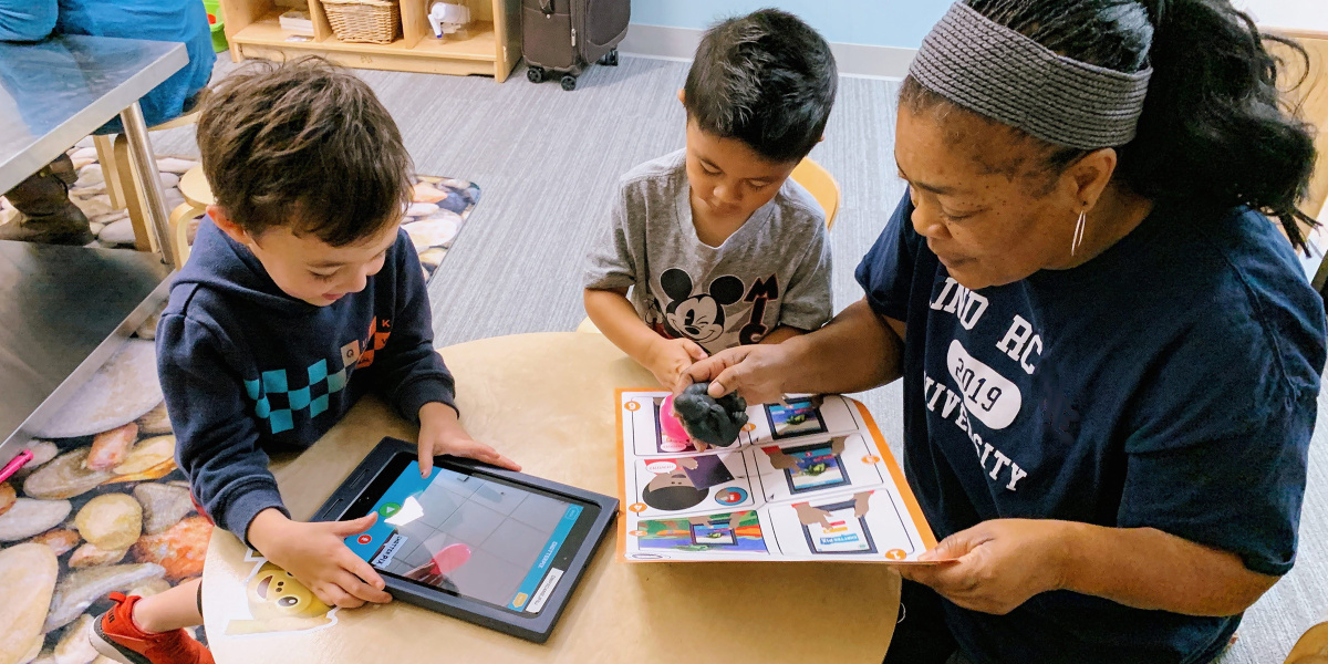 Young kids enjoy the blend of technology and tactile materials for collaboration.