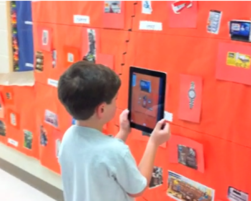 Young student using an augmented reality app