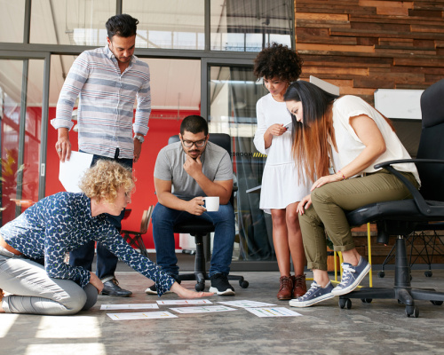 Creative professionals working together on a design