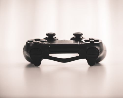 game controller sitting on white background